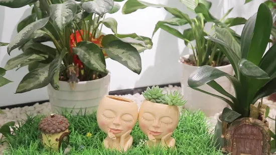 Hy 여자 머리 꽃 냄비 콘크리트 점토 금형 DIY 공예에 대 한 즙이 많은 식물 실리콘 몰드