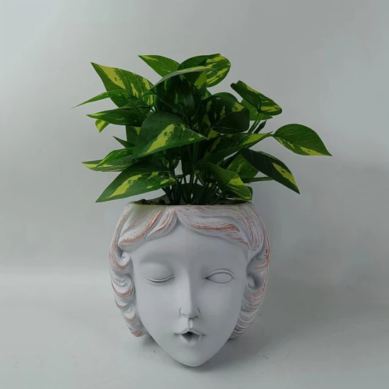 사용자 정의 노르딕 스타일 홈 장식 시멘트 인간의 얼굴 입상 머리 식물 냄비 데스크탑 장식 화분 꽃 냄비